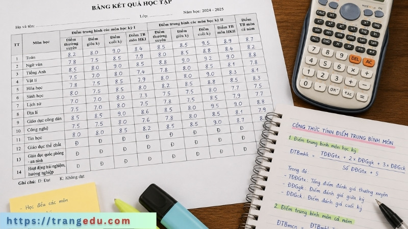 Cách tính điểm trung bình môn