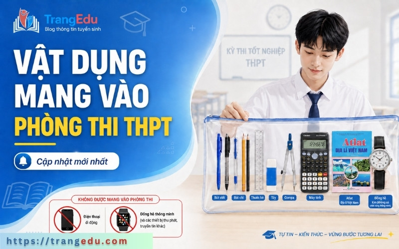 Vật dụng được mang vào phòng thi thpt
