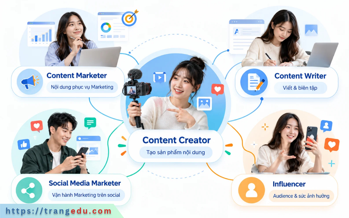 So sánh Content Creator với các nghề gần