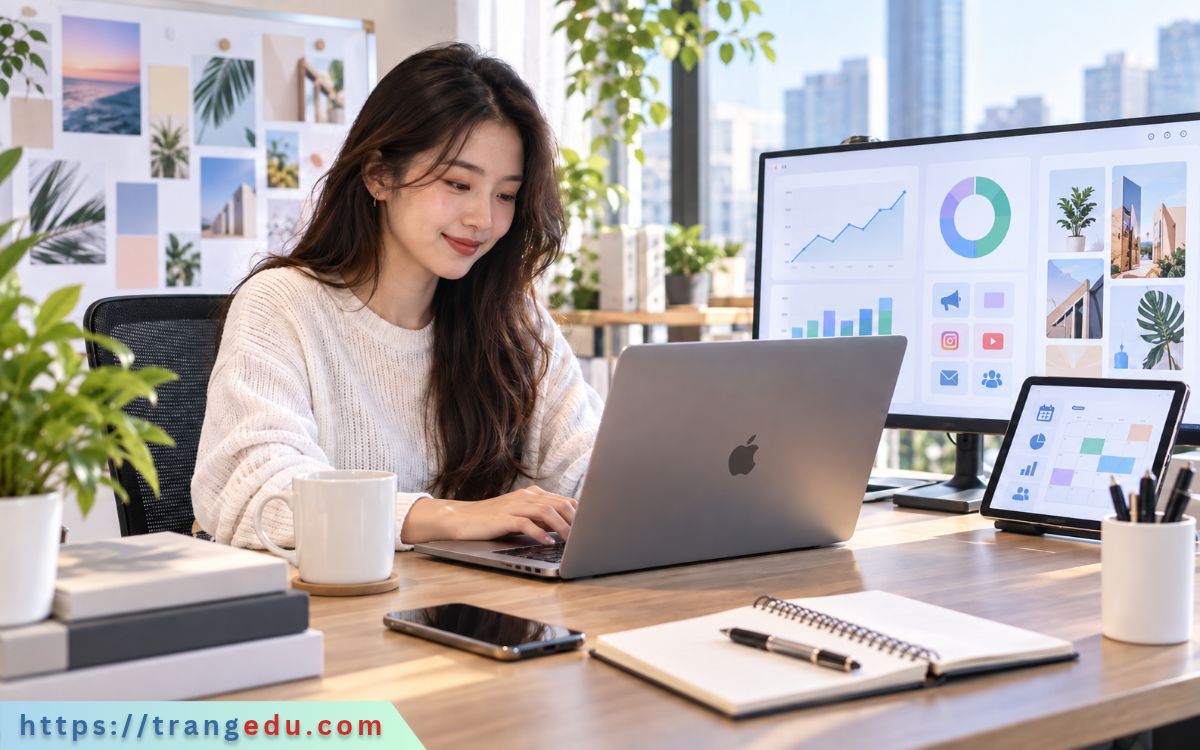 Chuyên viên Marketing đang làm việc