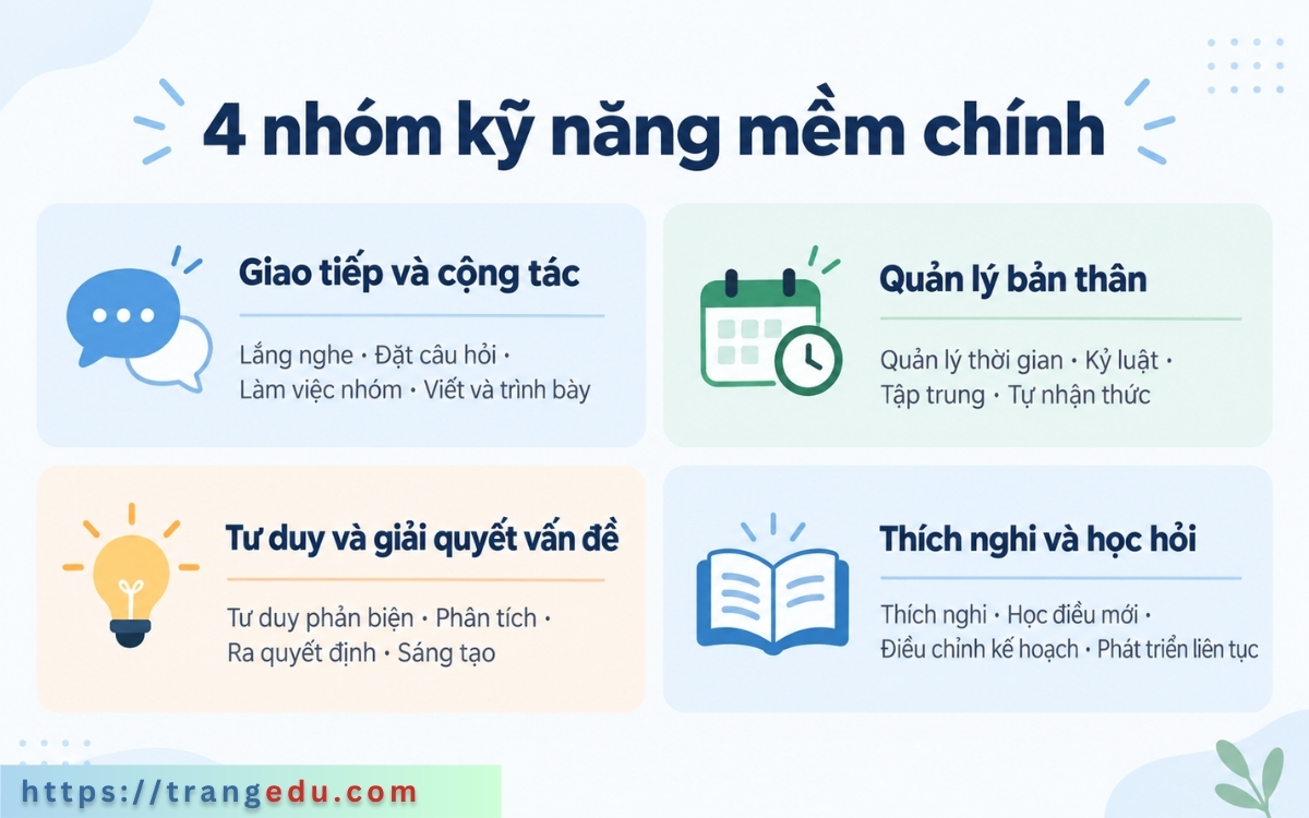 Kỹ năng mềm gồm những nhóm nào