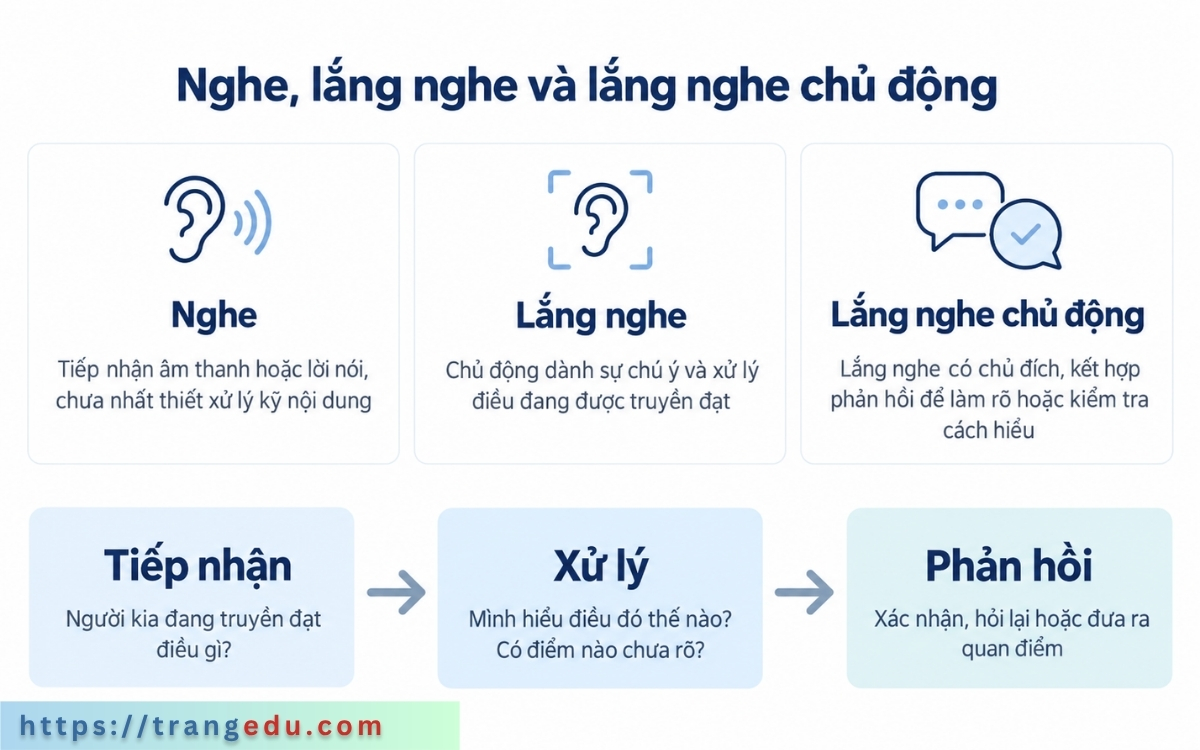Phân biệt nghe, lắng nghe và lắng nghe chủ động